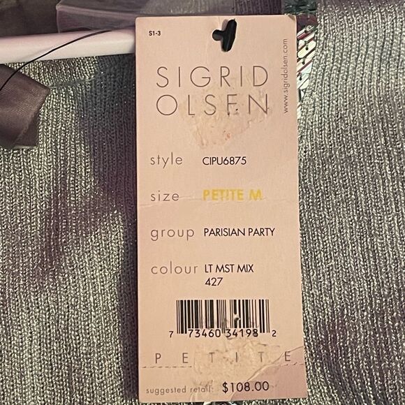 NWT Sigrid Olson mint green sequined tank top sz Petite M - Picture 5 of 6